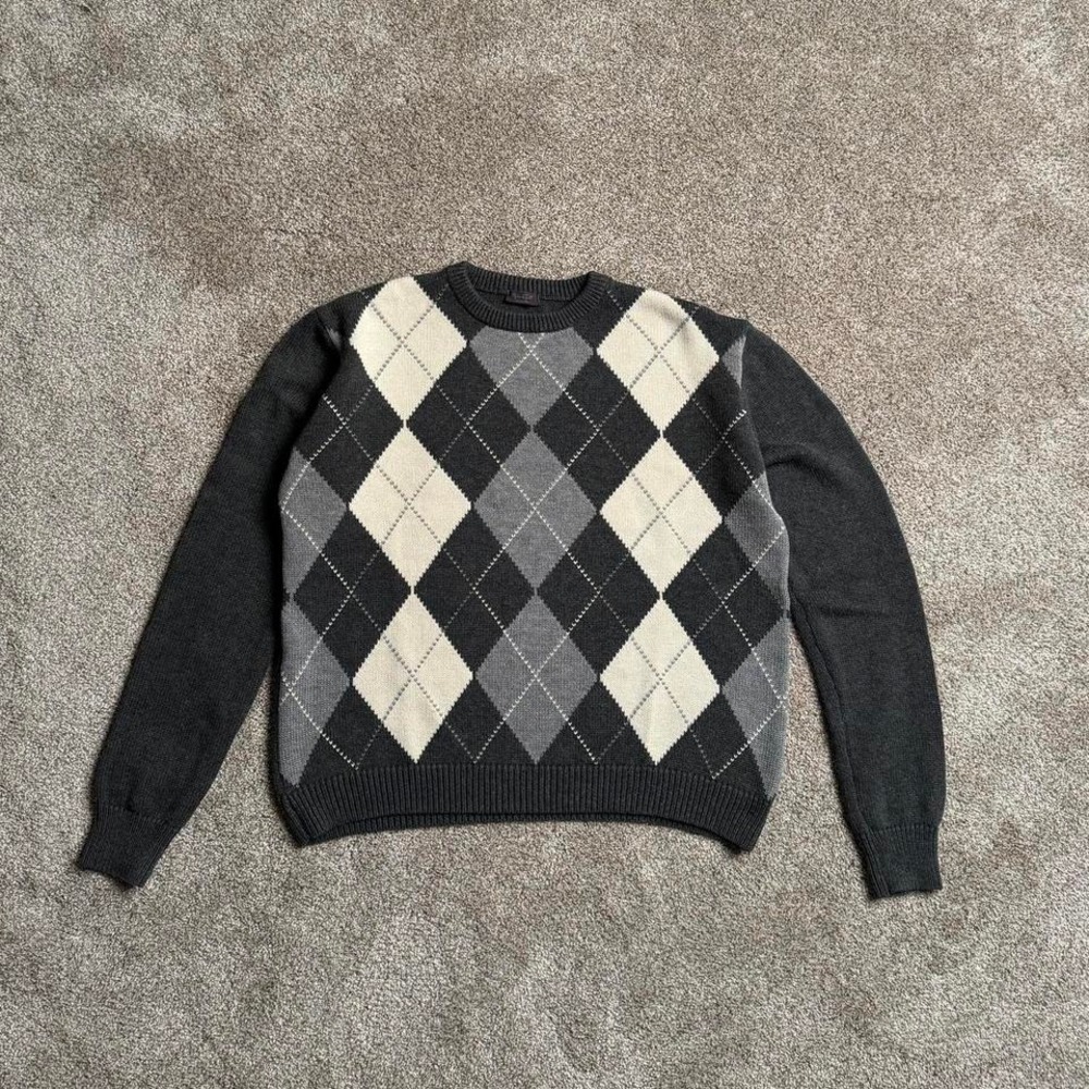 JOHN GALT "QUILT PRINT" GREY KNIT SWEATER